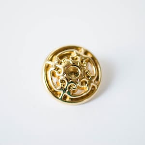 18mm Vintage Metal Shank Buttons - Golden Metal Filigree Buttons - 6 Pieces