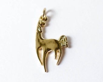Gold Plated Llama Charm: Alpaca Pendant Drop (15x30mm)