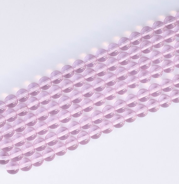 8mm Light Pink Czech Glass Round Beads, Druk, Full Strand 7