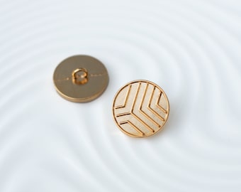 15 mm, 18 mm, guziki metalowe z trzonkiem w kolorze starego złota, 6 szt.