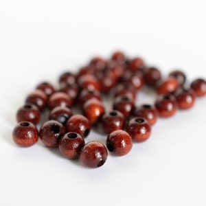 8mm Vintage Wooden Beads, Rosewood Color Wooden Round Beads