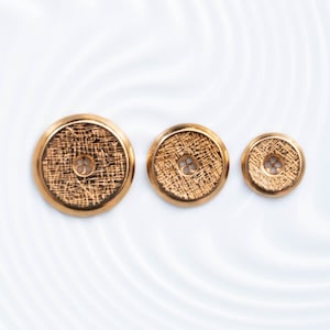 28mm, 25mm, 22mm, 18mm Vintage Metal 4 Holes Buttons - Gold Metal Button Set