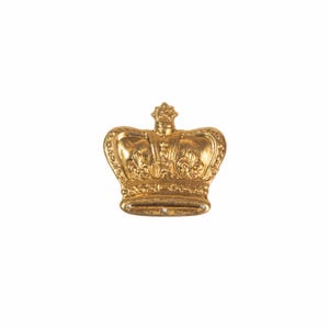 Corona de flor de lis, insignia de latón bañada en oro con estampado de tres agujeros en la parte inferior, corona de la reina de la clase de suboficial del ejército británico, vintage