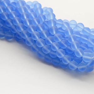 8mm Czech Glass Frosted Beads, Baby Blue, Druk, round. Sold per 7.5&quot;-inch strand - 25 Beads