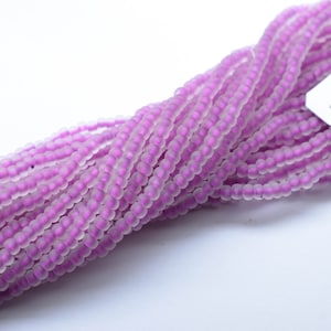 4mm Czech Glass Frosted Seed Beads, Soft Purple Lilac, round. 16-inch strand