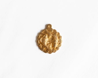 Colgante/dije de latón vintage con el signo del zodíaco Piscis, dijes del horóscopo, dijes del zodíaco astrológico