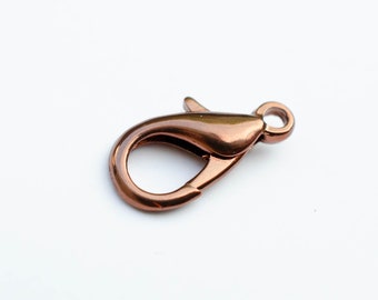 8x16mm Antiqued Copper Plated Brass Lobster Clasps - 12 Pieces