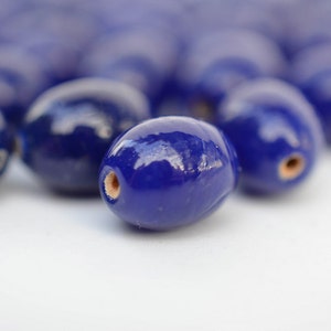 10x8mm Cobalt Blue Handmade Czech Glass Oval Beads, 10 Beads