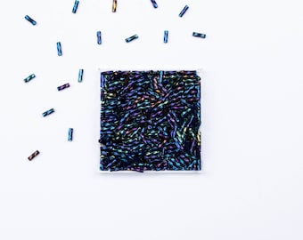 Twisted Bugles Czech Seed Beads, Peacock Iris Twisted Bugles #3 Czech Seed Beads