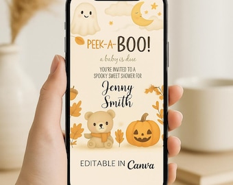 Animated Fall Baby Shower Invitation Video: Editable Canva Template