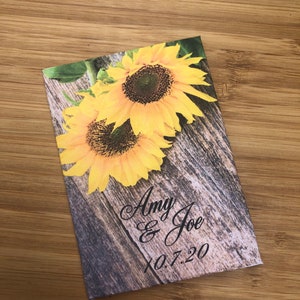 50 Sunflower seed packets, rustic sunflower favors, Sunflower and wood, rustic wood gift, personalized wood favors, sunflowers and wood image 3