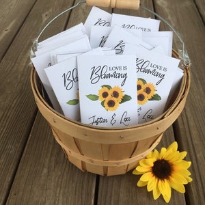 sunflower seeds, sunflower wedding seed packets, sunflower wedding favors, sunflower wedding decorations, custom sunflower favors