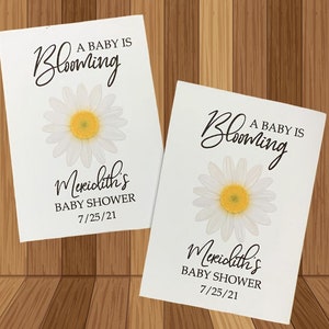 baby shower favors, personalized sunflower seed packets, baby shower gift, custom daisy design  baby favors. daisy design baby shower