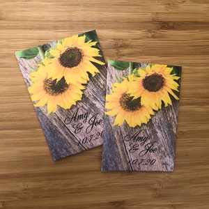 50 Sunflower seed packets, rustic sunflower favors, Sunflower and wood, rustic wood gift, personalized wood favors, sunflowers and wood image 2