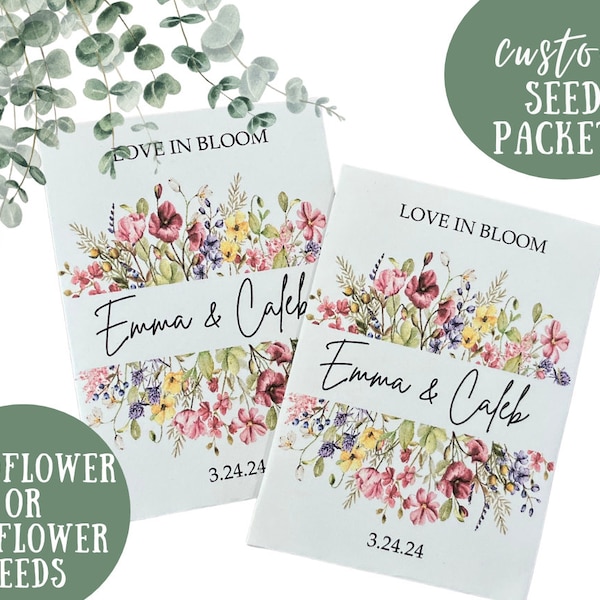 Custom Wildflower Seed Packet Wedding Favors: Love in Bloom