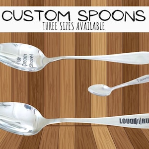 personalized spoons, father&#39;s day gift, baby spoons, engraved spoons, big spoon little spoon, corporate gift