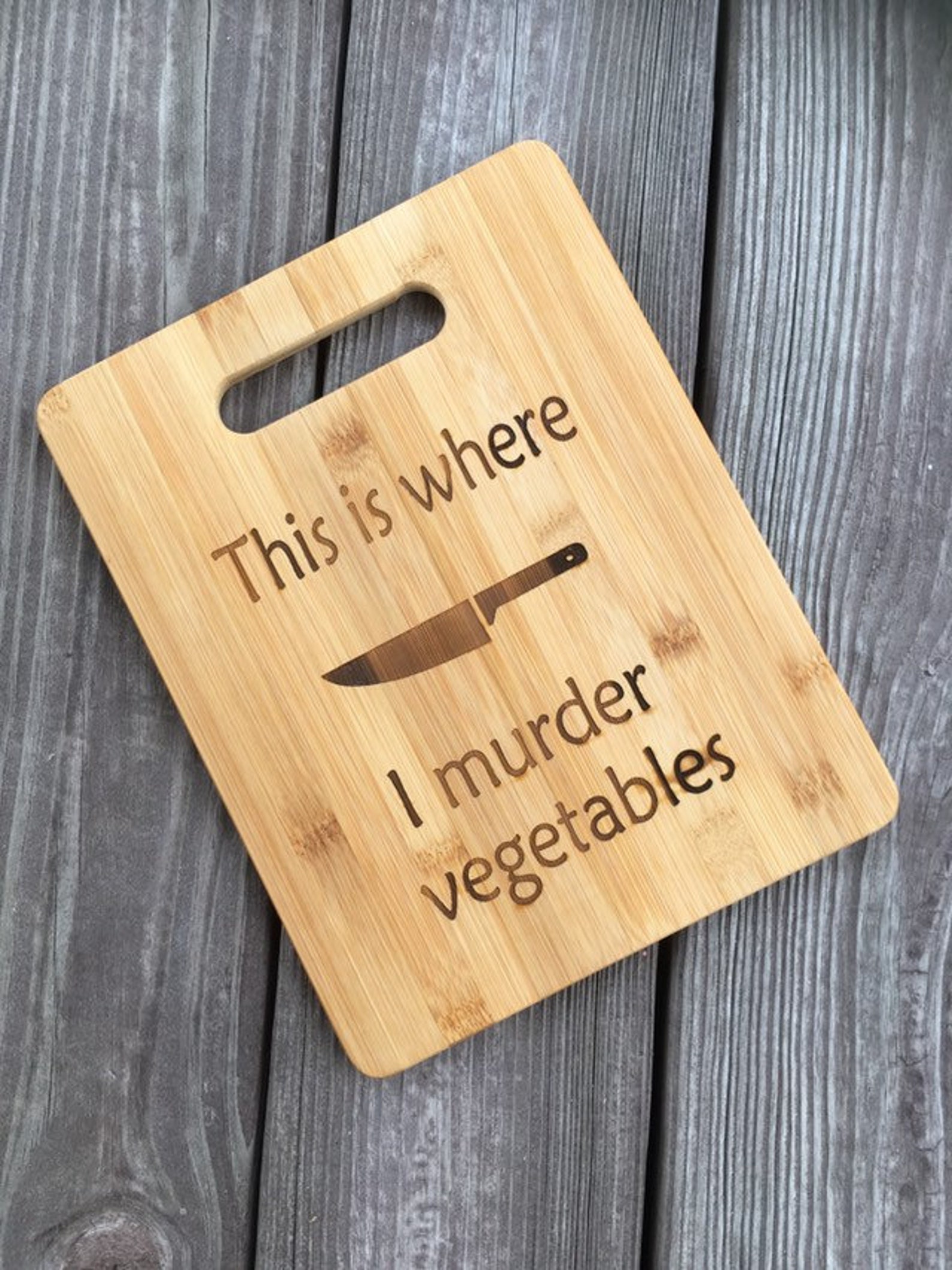 Vegan gift cutting board vegetarian gift bamboo cutting Etsy