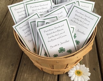 Custom Irish Shamrock Seed Packets: St Patricks Day Wedding Favors