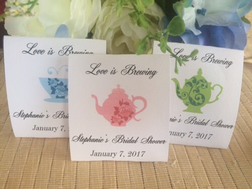 bridal shower favors, tea packets, tea party favors