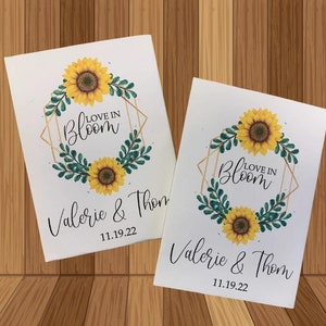 sunflower seeds for a wedding, sunflower wedding seed packets, sunflower wedding favors,  custom sunflower favors for a wedding