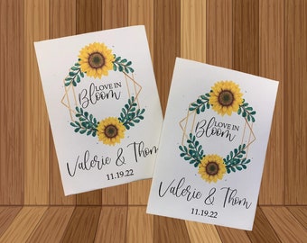 sunflower seeds for a wedding, sunflower wedding seed packets, sunflower wedding favors,  custom sunflower favors for a wedding