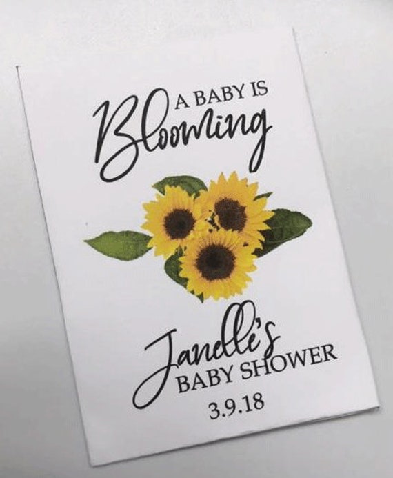 Baby in Bloom, Sunflower Baby Shower Seed Packet Favors, Custom