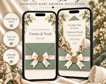 Heirloom Baby Animated Baby Shower Invitation | Editable RSVP Website (Digital Download)