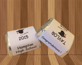 150 Graduation Favors, Graduation Gift, Graduation wrappers, graduation party, 150 personalized candy bar wrappers