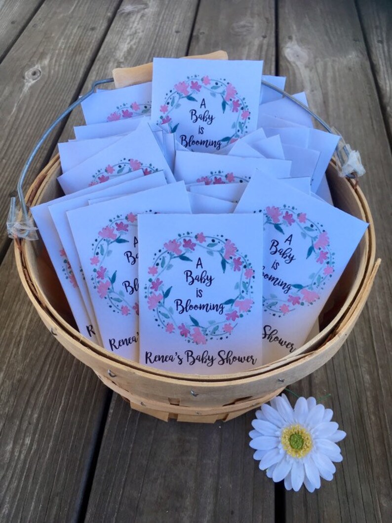 Personalized Seed packets for baby shower favors pink floral | Etsy