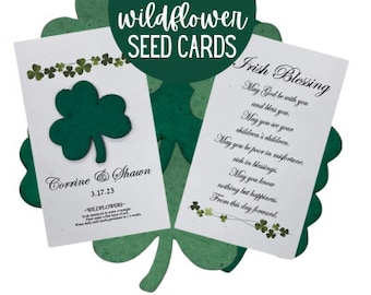 Plantable shamrock wedding favors, Irish wedding favors, st patricks day favors, Irish blessing, clover seed paper, eco-friendly favors