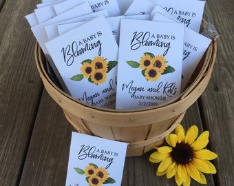 baby shower favors, personalized sunflower seed packets, baby shower gift, custom sunflower baby favors