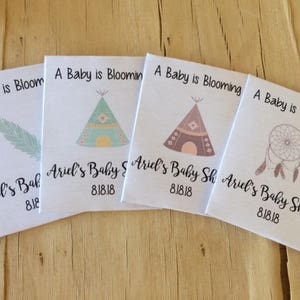 Teepee Baby Shower Seed Packet Favors, tee pee baby shower favors, tribal baby shower favors, dream catcher favors, camping party favors image 3