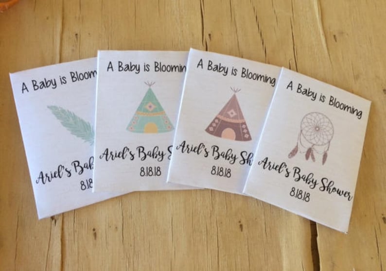 Teepee Baby Shower Seed Packet Favors, tee pee baby shower favors, tribal baby shower favors, dream catcher favors, camping party favors image 3