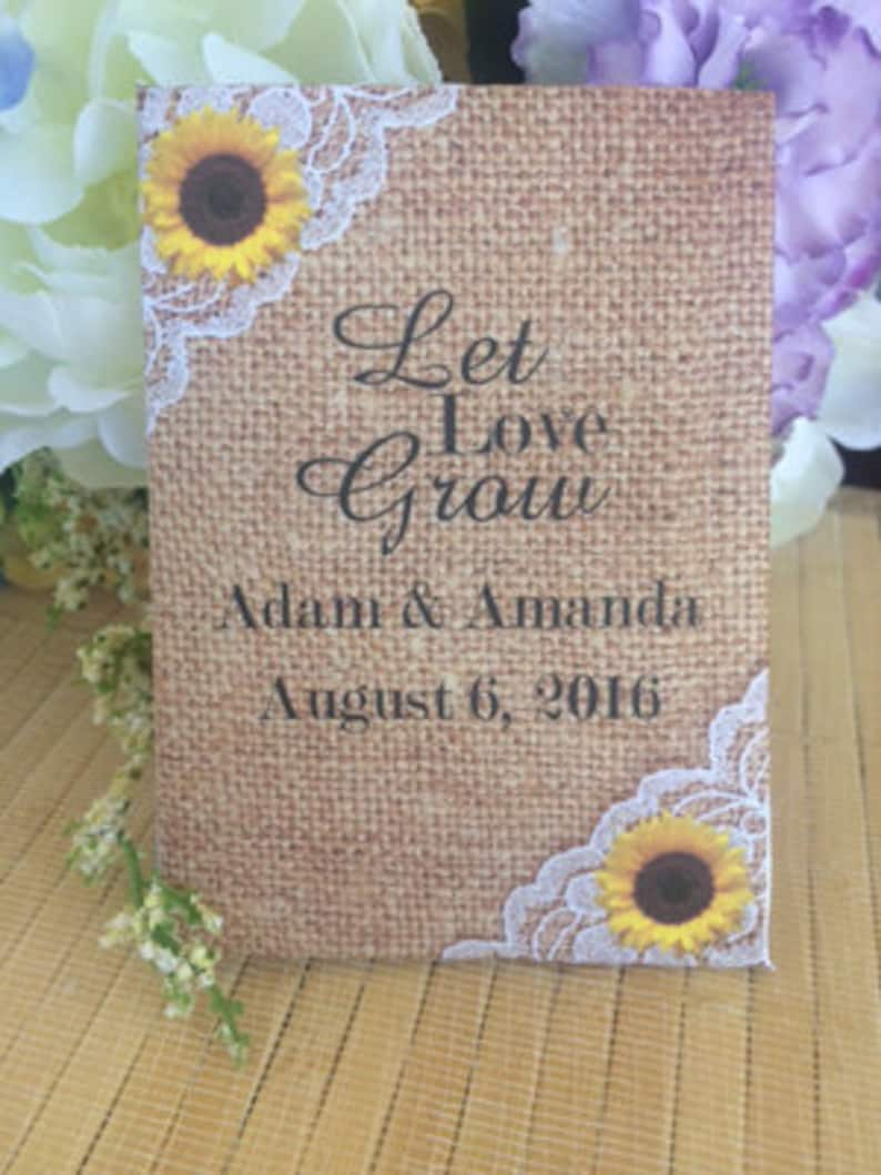 Personalized seed packet wedding favors with Sunflower Burlap and lace Bild 2