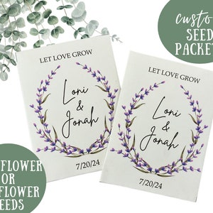 Lavender seed packet favors, purple wedding favors, lavender wildflower wedding favors