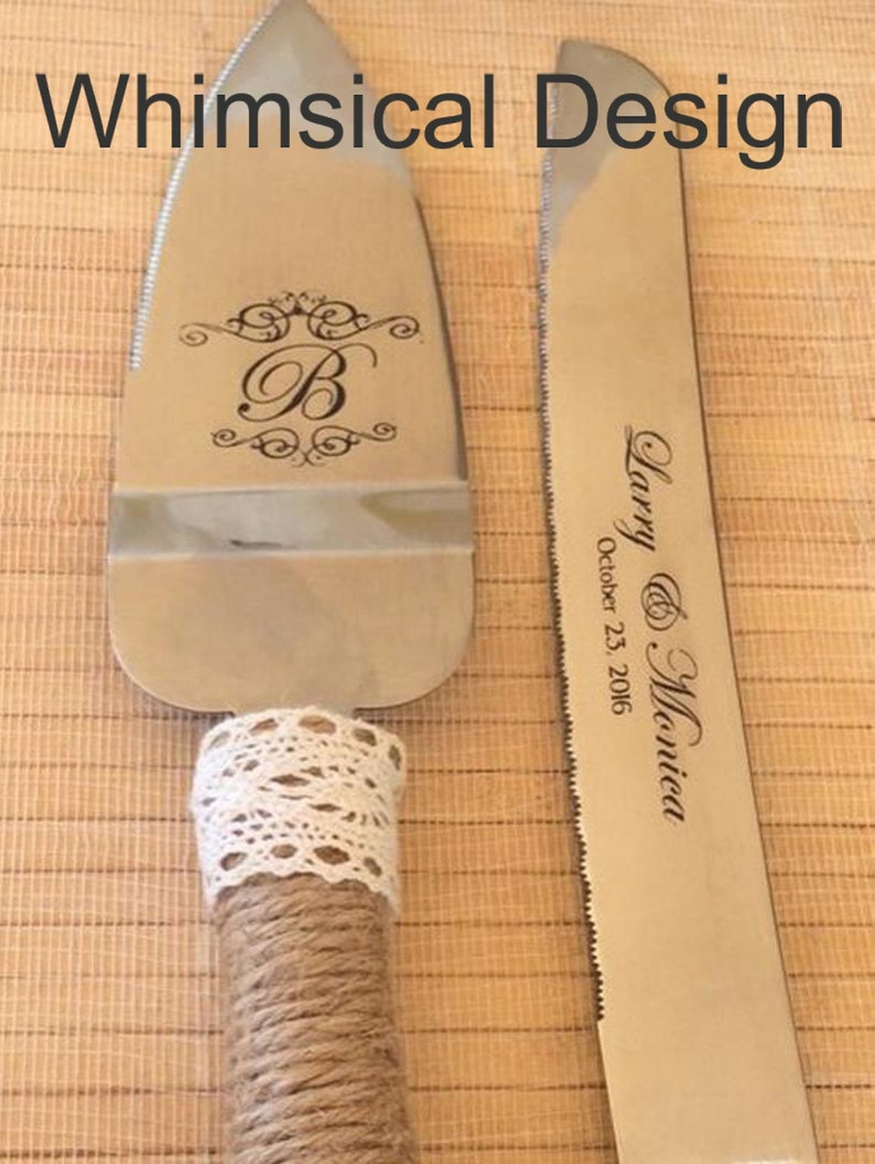 cake serving set, wedding serving set, cake server, rustic serving set, wedding knife set, wedding cake serving set, wedding cake knife set image 2