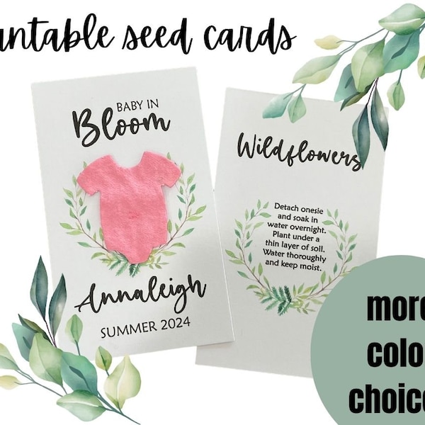Flower seed paper cards for baby shower favors, eco friendly favors, plantable cards, wildflower baby shower favors, seed cards for a shower