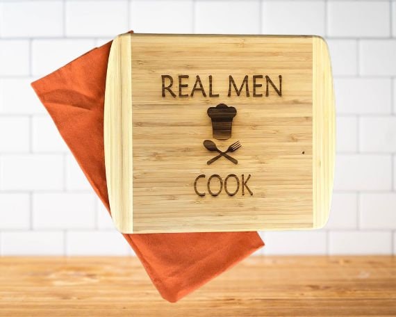 Cutting Board for Men, Fathers Day Gift, Real Men Cook, Man Cave Gift, Cooking  Gifts for Him 