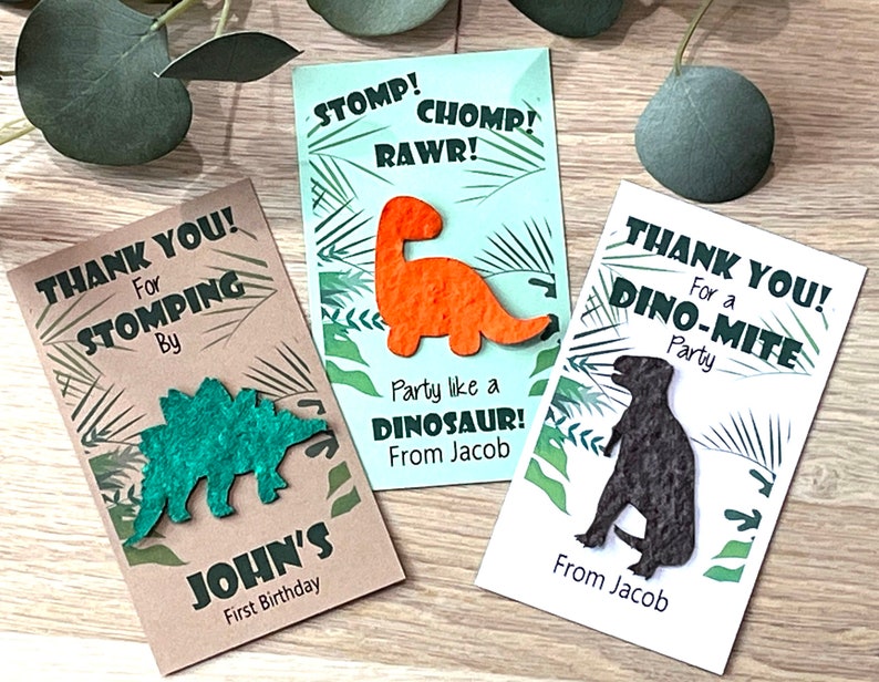 Personalized Plantable Dinosaur Birthday Party favors, 1st Birthday, first birthday, birthday party favors for kids image 1