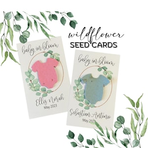 eucalyptus baby shower favors, eco friendly baby shower favors, seed cards, plantable seed cards for a baby shower, custom baby shower favor