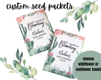 Custom succulent Baby Shower Favors, succulent seed packets, succulent baby shower favors, custom succulent baby shower seed packets