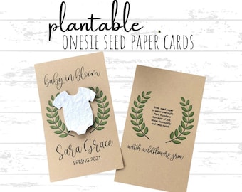 Wildflower Seed Paper Baby Shower Favors: Plantable Onesie Cards