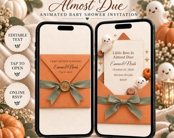 Animated Ghost Pumpkin Baby Shower Invite | Editable Fall RSVP (Digital Download)