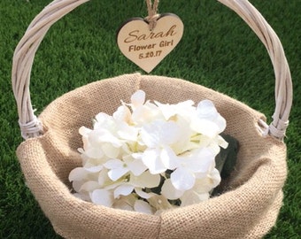 flower girl basket, rustic flower girl basket, custom flower girl basket, flower girl gift, personalized flower girl basket