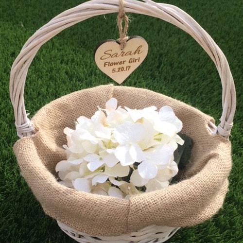 Personalized Rustic Flower Girl Basket Custom Wedding Basket Etsy