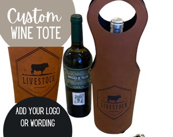 Personalized Wine tote, corporate wine Gift, Leatherette Wine bag, Wine Gift sack, Wine bottle holder, corporate logo gift
