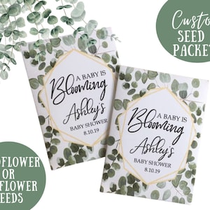 Custom eucalyptus Baby Shower Favors, eucalyptus seed packets for a boy ,gender neutral seed packets