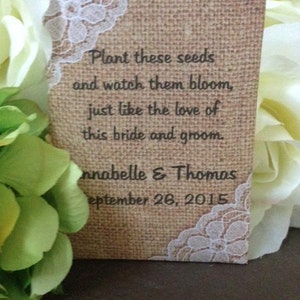 Custom wedding favors, seed packet wedding favors, rustic wedding favors, seed packets image 4