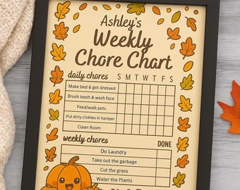 Seasonal Kids Chore Chart Printable: Editable Canva Template (PDF Download