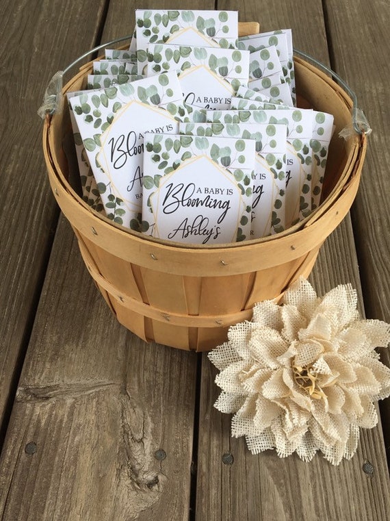 Custom Eucalyptus Baby Shower Favors, Eucalyptus Seed Packets for a Boy  ,gender Neutral Seed Packets 